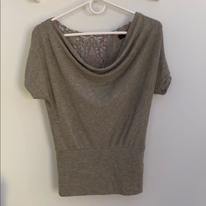 HeartSoul Grey Cowl Lace Top Juniors XS